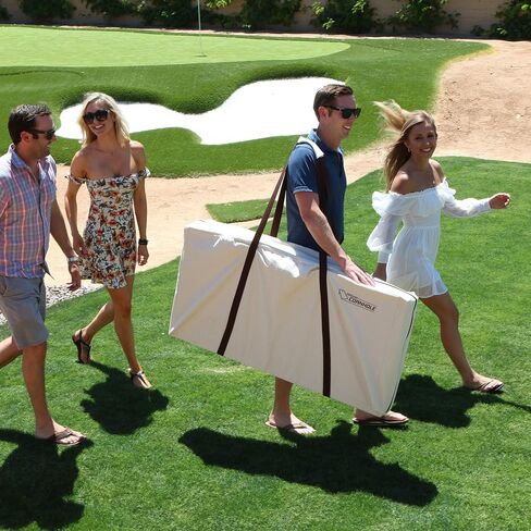 حقيبة حمل من القماش GoSports Cornhole - مقاس تنظيمي من الدرجة الاحترافية 4 × 2 بوصة - اختر بين ألوان القماش الأزرق الداكن والرمادي والطبيعي in Saudi Arabia