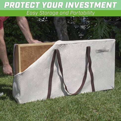 حقيبة حمل من القماش GoSports Cornhole - مقاس تنظيمي من الدرجة الاحترافية 4 × 2 بوصة - اختر بين ألوان القماش الأزرق الداكن والرمادي والطبيعي in Saudi Arabia