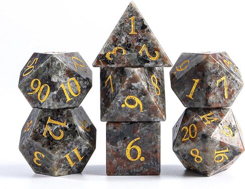 Gemstone Dice Set,7 Pcs Blue Howlite Turquoise DND Dice with Box Used for Dungeon and Dragon Dice Games D4 D6 D8 D10 D% D12 D20(Blue Turquoise) in Kuwait