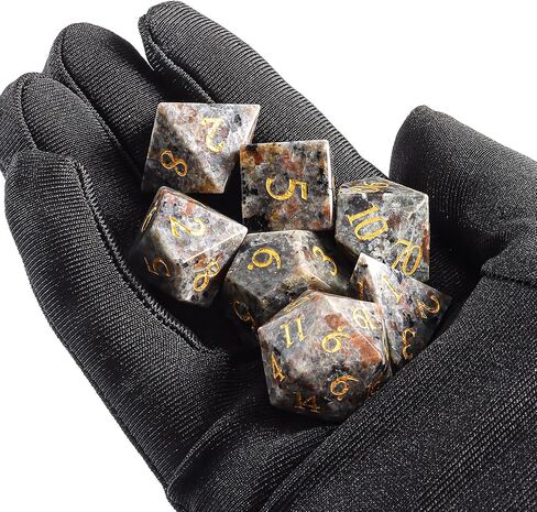 Gemstone Dice Set,7 Pcs Blue Howlite Turquoise DND Dice with Box Used for Dungeon and Dragon Dice Games D4 D6 D8 D10 D% D12 D20(Blue Turquoise) in Kuwait