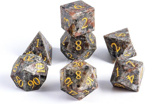 Gemstone Dice Set,7 Pcs Blue Howlite Turquoise DND Dice with Box Used for Dungeon and Dragon Dice Games D4 D6 D8 D10 D% D12 D20(Blue Turquoise) in Kuwait