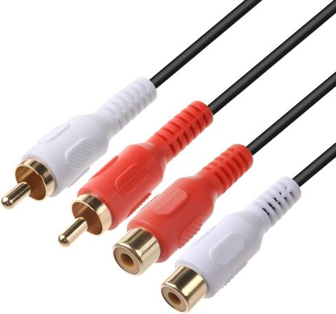 كابل تمديد RCA بطول 10 أقدام، 2RCA محول موسع الصوت وصلة سلك سلك ذكر إلى أنثى موصل مزدوج أحمر/أبيض جاك قابس تمديد صوت فيديو 2 قناة ستيريو (يمين ويسار)، 10 أقدام in Kuwait
