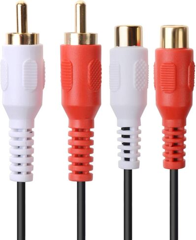 كابل تمديد RCA بطول 10 أقدام، 2RCA محول موسع الصوت وصلة سلك سلك ذكر إلى أنثى موصل مزدوج أحمر/أبيض جاك قابس تمديد صوت فيديو 2 قناة ستيريو (يمين ويسار)، 10 أقدام in Kuwait