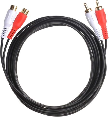 كابل تمديد RCA بطول 10 أقدام، 2RCA محول موسع الصوت وصلة سلك سلك ذكر إلى أنثى موصل مزدوج أحمر/أبيض جاك قابس تمديد صوت فيديو 2 قناة ستيريو (يمين ويسار)، 10 أقدام in Kuwait