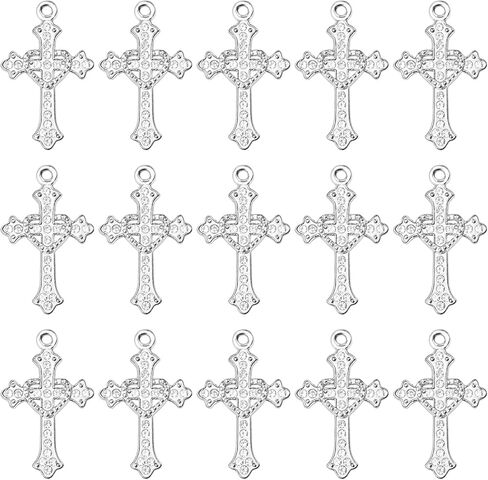 الصليب سحر حجر الراين سبيكة الصليب المعلقات الخرز 40 جهاز كمبيوتر شخصى وصلة الدينية Virgencita سحر الصلبان الصغيرة لأساور صنع المجوهرات الوردية القلائد أقراط DIY الحرف in Kuwait