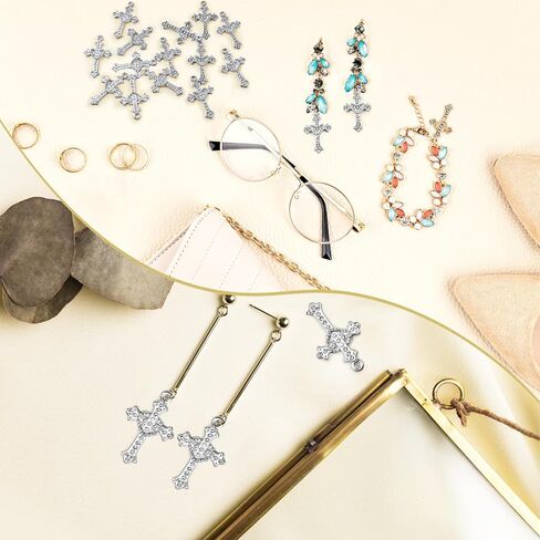 الصليب سحر حجر الراين سبيكة الصليب المعلقات الخرز 40 جهاز كمبيوتر شخصى وصلة الدينية Virgencita سحر الصلبان الصغيرة لأساور صنع المجوهرات الوردية القلائد أقراط DIY الحرف in Kuwait