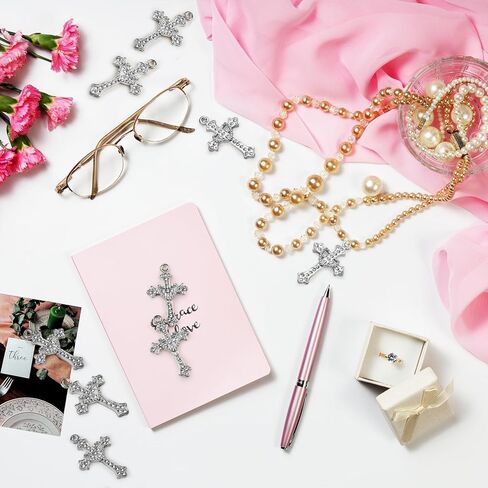 الصليب سحر حجر الراين سبيكة الصليب المعلقات الخرز 40 جهاز كمبيوتر شخصى وصلة الدينية Virgencita سحر الصلبان الصغيرة لأساور صنع المجوهرات الوردية القلائد أقراط DIY الحرف in Kuwait