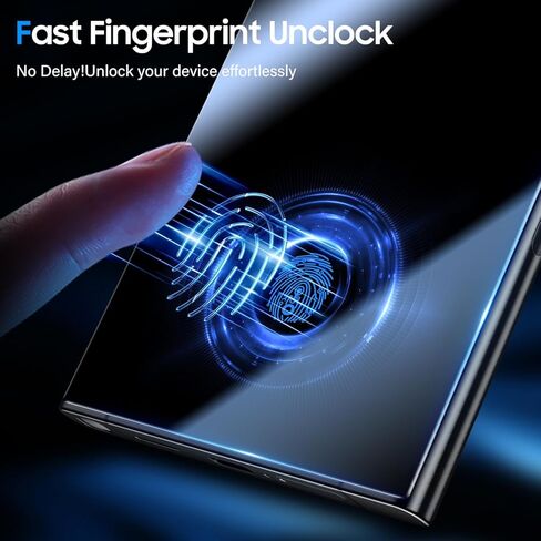 واقي شاشة UniqueMe for S24 Ultra - [ليس زجاجيًا] يدعم فتح بصمة الإصبع [إطار محاذاة] شاشة تغطية كاملة من البوليمر الهجين 7H لهاتف Samsung Galaxy S24 Ultra حافظة خالية من الفقاعات - عبوة من قطعتين in Kuwait