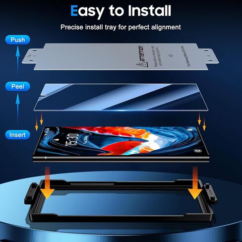 واقي شاشة UniqueMe for S24 Ultra - [ليس زجاجيًا] يدعم فتح بصمة الإصبع [إطار محاذاة] شاشة تغطية كاملة من البوليمر الهجين 7H لهاتف Samsung Galaxy S24 Ultra حافظة خالية من الفقاعات - عبوة من قطعتين in Kuwait