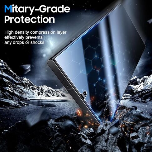 واقي شاشة UniqueMe for S24 Ultra - [ليس زجاجيًا] يدعم فتح بصمة الإصبع [إطار محاذاة] شاشة تغطية كاملة من البوليمر الهجين 7H لهاتف Samsung Galaxy S24 Ultra حافظة خالية من الفقاعات - عبوة من قطعتين in Kuwait