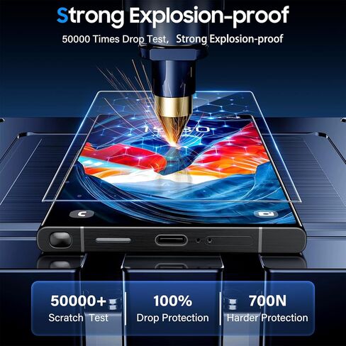 واقي شاشة UniqueMe for S24 Ultra - [ليس زجاجيًا] يدعم فتح بصمة الإصبع [إطار محاذاة] شاشة تغطية كاملة من البوليمر الهجين 7H لهاتف Samsung Galaxy S24 Ultra حافظة خالية من الفقاعات - عبوة من قطعتين in Kuwait