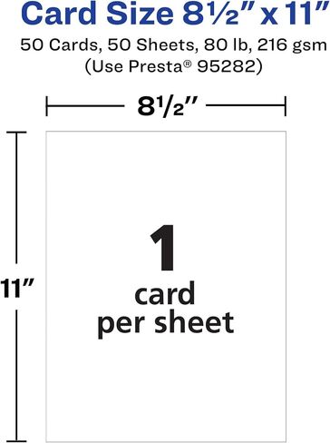 Avery Printable Rectangle Cards, 8.5" x 11", Matte White Cardstock, Print-to-the-Edge, Laser/Inkjet Cards, 50 Total in Saudi Arabia