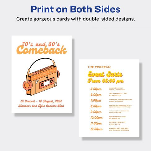Avery Printable Rectangle Cards, 8.5" x 11", Matte White Cardstock, Print-to-the-Edge, Laser/Inkjet Cards, 50 Total in Saudi Arabia
