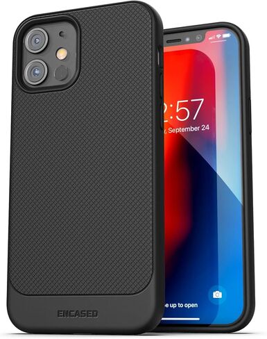 Encased Belt Case for iPhone 12 Mini - Slim Grip Cover with Holster Clip (Matte Black) in Saudi Arabia