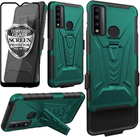 Ailiber Case for TCL 20XE, TCL 20 XE Phone Case Holster with Screen Protector(Boost Mobile), Swivel Belt Clip Holster with Kickstand Holder, Heavy Duty Full Body Shockproof Cover for TCL 20 XE-Camo in Saudi Arabia