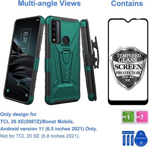 Ailiber Case for TCL 20XE, TCL 20 XE Phone Case Holster with Screen Protector(Boost Mobile), Swivel Belt Clip Holster with Kickstand Holder, Heavy Duty Full Body Shockproof Cover for TCL 20 XE-Camo in Saudi Arabia