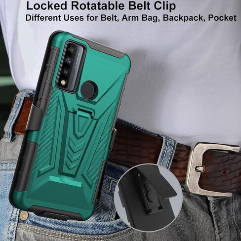 Ailiber Case for TCL 20XE, TCL 20 XE Phone Case Holster with Screen Protector(Boost Mobile), Swivel Belt Clip Holster with Kickstand Holder, Heavy Duty Full Body Shockproof Cover for TCL 20 XE-Camo in Saudi Arabia