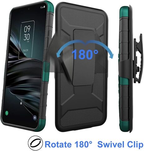Ailiber Case for TCL 20XE, TCL 20 XE Phone Case Holster with Screen Protector(Boost Mobile), Swivel Belt Clip Holster with Kickstand Holder, Heavy Duty Full Body Shockproof Cover for TCL 20 XE-Camo in Saudi Arabia