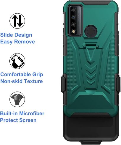 Ailiber Case for TCL 20XE, TCL 20 XE Phone Case Holster with Screen Protector(Boost Mobile), Swivel Belt Clip Holster with Kickstand Holder, Heavy Duty Full Body Shockproof Cover for TCL 20 XE-Camo in Saudi Arabia