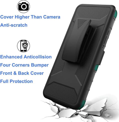 Ailiber Case for TCL 20XE, TCL 20 XE Phone Case Holster with Screen Protector(Boost Mobile), Swivel Belt Clip Holster with Kickstand Holder, Heavy Duty Full Body Shockproof Cover for TCL 20 XE-Camo in Saudi Arabia
