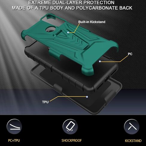 Ailiber Case for TCL 20XE, TCL 20 XE Phone Case Holster with Screen Protector(Boost Mobile), Swivel Belt Clip Holster with Kickstand Holder, Heavy Duty Full Body Shockproof Cover for TCL 20 XE-Camo in Saudi Arabia