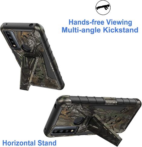 Ailiber Case for TCL 20XE, TCL 20 XE Phone Case Holster with Screen Protector(Boost Mobile), Swivel Belt Clip Holster with Kickstand Holder, Heavy Duty Full Body Shockproof Cover for TCL 20 XE-Camo in Saudi Arabia