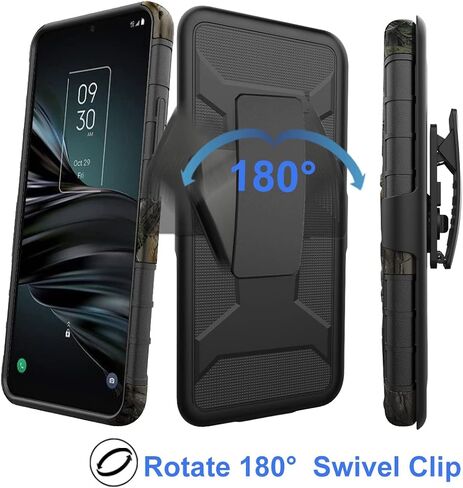 Ailiber Case for TCL 20XE, TCL 20 XE Phone Case Holster with Screen Protector(Boost Mobile), Swivel Belt Clip Holster with Kickstand Holder, Heavy Duty Full Body Shockproof Cover for TCL 20 XE-Camo in Saudi Arabia