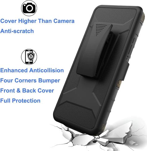 Ailiber Case for TCL 20XE, TCL 20 XE Phone Case Holster with Screen Protector(Boost Mobile), Swivel Belt Clip Holster with Kickstand Holder, Heavy Duty Full Body Shockproof Cover for TCL 20 XE-Camo in Saudi Arabia