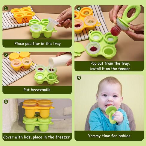 حاويات طعام الأطفال، فريزر ولهاية تغذية الطعام، مجموعتان من قوالب مصاصات الفاكهة الشبكية المصنوعة من السيليكون للتسنين (أزرق + أحمر) in Kuwait