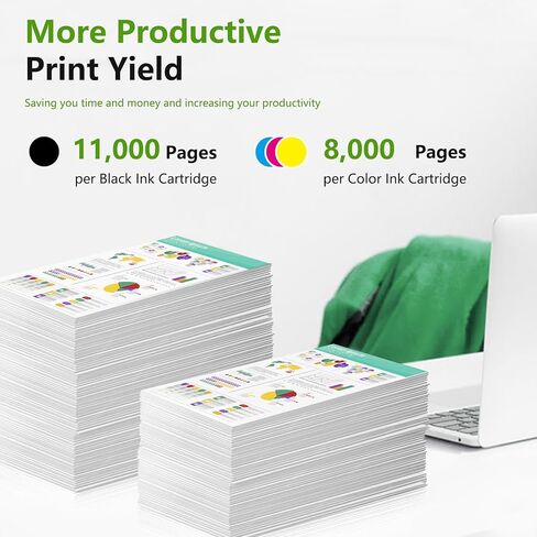 خراطيش حبر 972X عالية الإنتاجية (4 عبوات، أسود/سماوي/أرجواني/أصفر) - استبدال خرطوشة حبر 972 972X متوافقة لطابعة HP Pagewide MFP P57750DW Pro 452dn 452dw 552dw 477dw 577dw in Kuwait