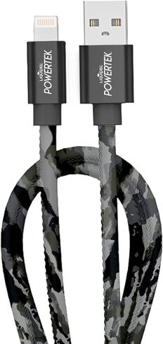 كابل شاحن LIQUIPEL Powertek iPad وiPhone Lightning، شحن سريع 6 أقدام MFI، ربطة عنق سوداء (وردي مخضر) in Kuwait