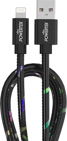 LIQUIPEL Powertek iPad & iPhone Lightning Charger Cable, Fast Charging 6ft MFI, Neon Party (Green) in Saudi Arabia