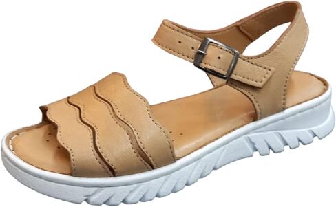 Women's Mila Comfortable, Leather Flat Sandal with Extra Cushioned Soft Footbed in Saudi Arabia