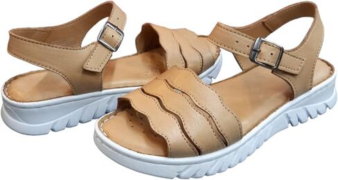 Women's Mila Comfortable, Leather Flat Sandal with Extra Cushioned Soft Footbed in Saudi Arabia