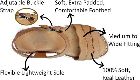 Women's Mila Comfortable, Leather Flat Sandal with Extra Cushioned Soft Footbed in Saudi Arabia