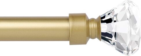 KNOBWELL 1 Inch Curtain Rods with Crystal Diamond Finials, 22 to 42 Inches, Drapery Pole for Window Treatment, Black Cafe Window Rods in Saudi Arabia