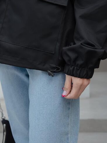 MakeMeChic Women's Casual Loose Zip Up Drawstring Hooded Jacket Outwear Drop Shoulder Hoodie Windbreaker in Saudi Arabia