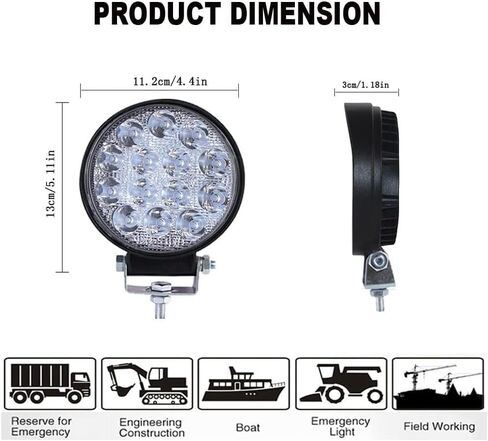 42W Led Round Light, 4.5Inch Led Light Pods, Flood Round Lights Off-Road Lights Led Lights Led Fog Light Truck Light Driving Light Boat Lighting for Truck Pickup SUV 4WD ATV UTV(2Pcs) in Kuwait