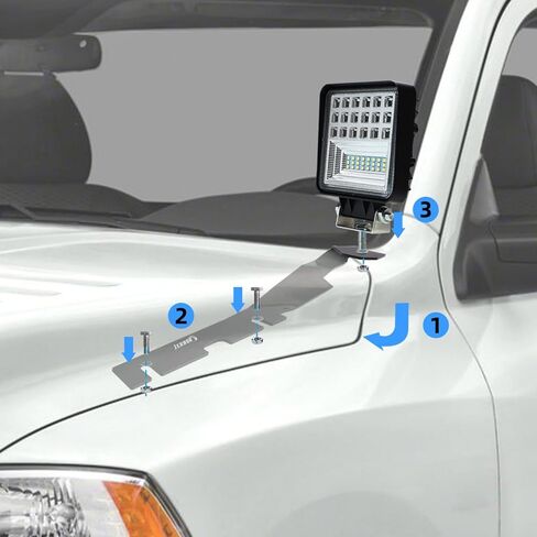 JERBOR سبائك الألومنيوم خندق ضوء تصاعد بين قوسين عدة، غطاء محرك السيارة العلوي المفصلي خندق الجانب عمود أدى ضوء قرنة جبل قوس لدودج رام 1500 2500 3500 2009-2018، 2 سنة الضمان in Kuwait