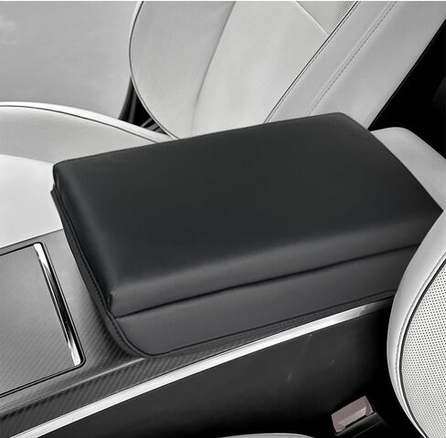 DEYTOP Center Console Cover for Tesla Model X/S 2021-2023 Accessories Center Console Pad for Model X 2023 Car Armrest Cover Anti-Scratch Leather Armrest Protector (Black with Black Stitches) in Saudi Arabia