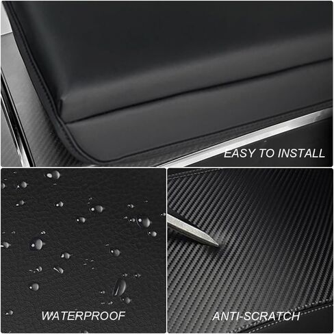 DEYTOP Center Console Cover for Tesla Model X/S 2021-2023 Accessories Center Console Pad for Model X 2023 Car Armrest Cover Anti-Scratch Leather Armrest Protector (Black with Black Stitches) in Saudi Arabia