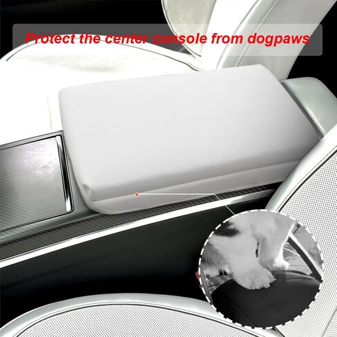 DEYTOP Center Console Cover for Tesla Model X/S 2021-2023 Accessories Center Console Pad for Model X 2023 Car Armrest Cover Anti-Scratch Leather Armrest Protector (Black with Black Stitches) in Saudi Arabia