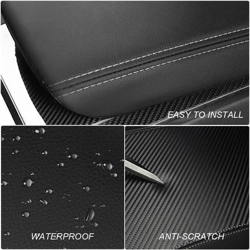 غطاء وحدة التحكم المركزية لملحقات Tesla Model X/S 2021-2023 وسادة وحدة التحكم المركزية لموديل X 2023 غطاء مسند ذراع السيارة مضاد للخدش واقي مسند ذراع جلدي (أسود مع وسادة) in Kuwait