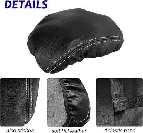 غطاء وحدة التحكم المركزية لملحقات Tesla Model X/S 2021-2023 وسادة وحدة التحكم المركزية لموديل X 2023 غطاء مسند ذراع السيارة مضاد للخدش واقي مسند ذراع جلدي (أسود مع وسادة) in Kuwait