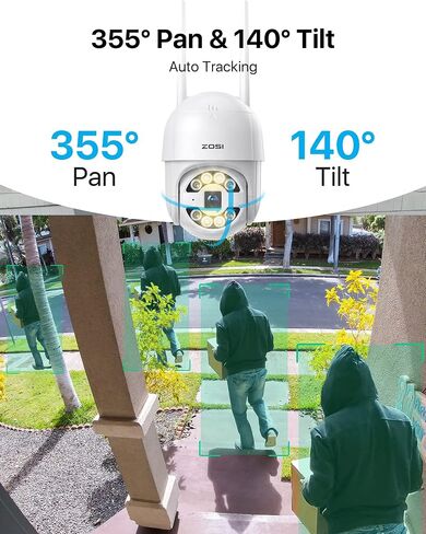 ZOSI C289 Plug-in 3MP Wired WiFi Auto Tracking PT Camera Outdoor, Color Night Vision, 2-Way Talk, AI Human Vehicle Detection & Siren Alarm, Pan/Tilt WiFi Camera, 5X Digital Zoom, SD Card Storage in Saudi Arabia