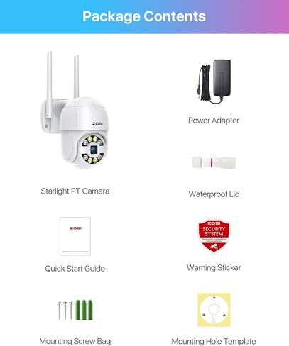 ZOSI C289 Plug-in 3MP Wired WiFi Auto Tracking PT Camera Outdoor, Color Night Vision, 2-Way Talk, AI Human Vehicle Detection & Siren Alarm, Pan/Tilt WiFi Camera, 5X Digital Zoom, SD Card Storage in Saudi Arabia