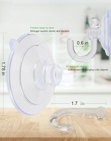 15 Pack Suction Cup Hooks,Thicken Transparent Reusable Suction Cups for Glass/Kitchen/Bathroom/Shower Wall/Window/Door,Holds up to 4 lbs (Iron Hook-B) in Saudi Arabia