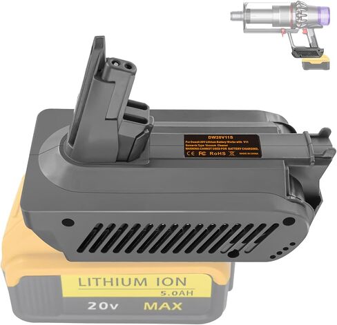لمحول بطارية Dewalt إلى V11 - لبطارية Dewalt 20V Li-ion المحولة إلى بطارية Dyson V11 SV15 25.2V، تعمل مع V11 المطلق الإضافي، محرك عزم الدوران، مكنسة كهربائية لاسلكية إضافية زغبية in Kuwait