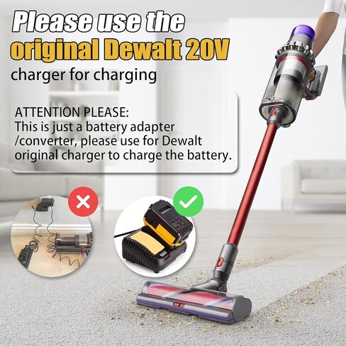 لمحول بطارية Dewalt إلى V11 - لبطارية Dewalt 20V Li-ion المحولة إلى بطارية Dyson V11 SV15 25.2V، تعمل مع V11 المطلق الإضافي، محرك عزم الدوران، مكنسة كهربائية لاسلكية إضافية زغبية in Kuwait