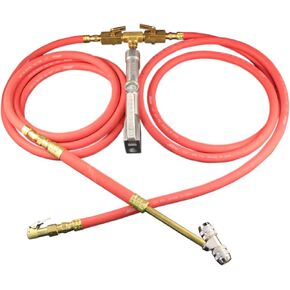 Milton Dual Truck Tire Inflator Gauge 550, Dual 7" Rubber Hoses, Swivel Easy Lock-On Grip, 12" Swivel Extended Reach Dual Head Lock On Chuck, 10-160 PSI Pressure Range, 1/4" NPT